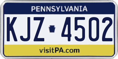 PA license plate KJZ4502