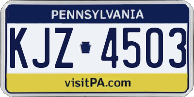 PA license plate KJZ4503