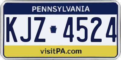 PA license plate KJZ4524