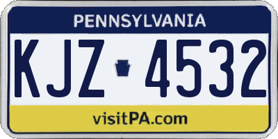 PA license plate KJZ4532
