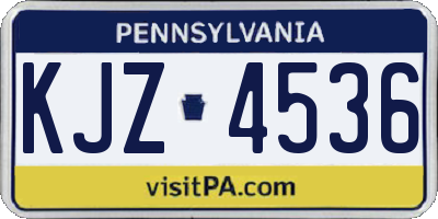 PA license plate KJZ4536