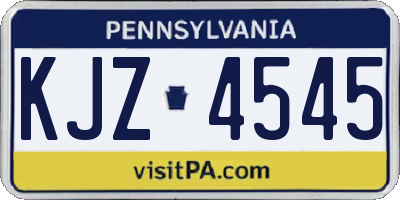 PA license plate KJZ4545