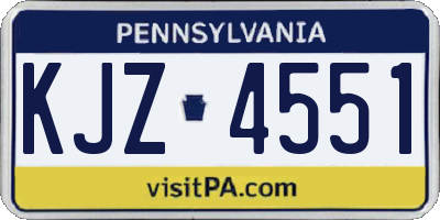 PA license plate KJZ4551