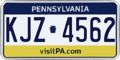 PA license plate KJZ4562