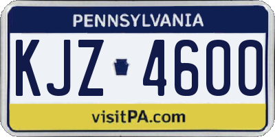 PA license plate KJZ4600