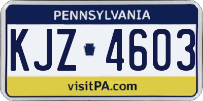 PA license plate KJZ4603