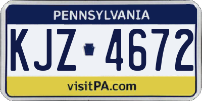 PA license plate KJZ4672