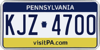 PA license plate KJZ4700
