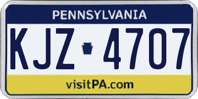 PA license plate KJZ4707