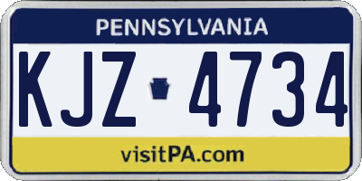 PA license plate KJZ4734