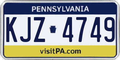 PA license plate KJZ4749
