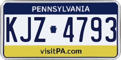 PA license plate KJZ4793