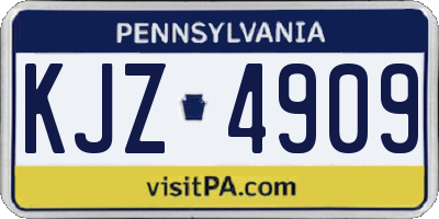 PA license plate KJZ4909