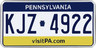 PA license plate KJZ4922