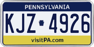 PA license plate KJZ4926