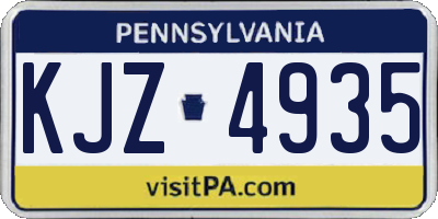 PA license plate KJZ4935