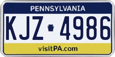 PA license plate KJZ4986