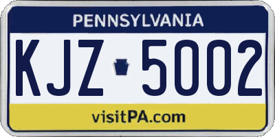 PA license plate KJZ5002