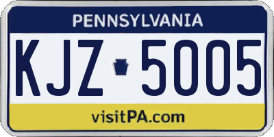 PA license plate KJZ5005