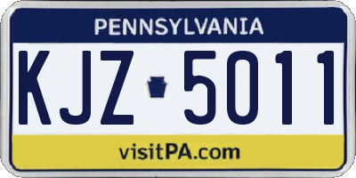PA license plate KJZ5011