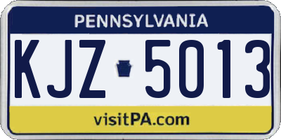 PA license plate KJZ5013