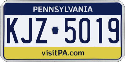 PA license plate KJZ5019