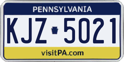 PA license plate KJZ5021
