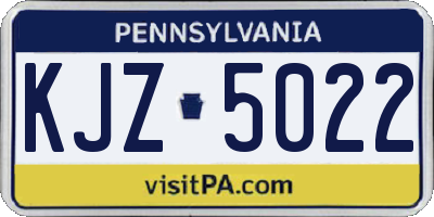 PA license plate KJZ5022