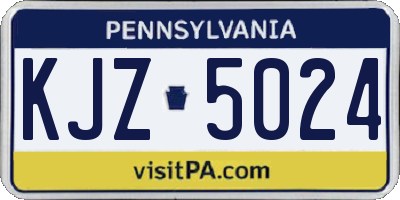 PA license plate KJZ5024