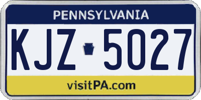 PA license plate KJZ5027