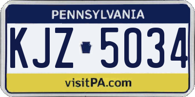 PA license plate KJZ5034