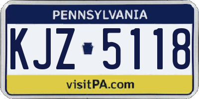 PA license plate KJZ5118