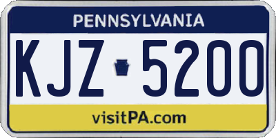 PA license plate KJZ5200