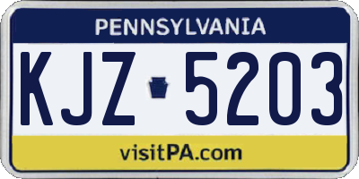 PA license plate KJZ5203