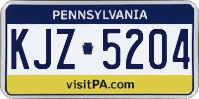 PA license plate KJZ5204