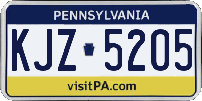 PA license plate KJZ5205