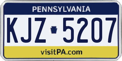 PA license plate KJZ5207