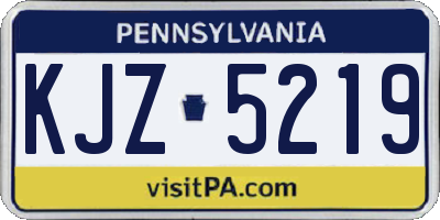 PA license plate KJZ5219