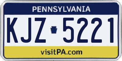 PA license plate KJZ5221