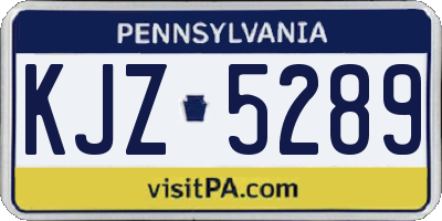 PA license plate KJZ5289