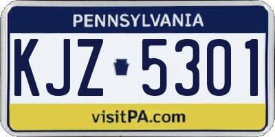 PA license plate KJZ5301