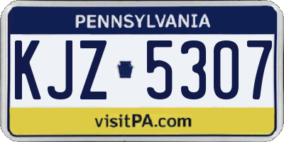PA license plate KJZ5307