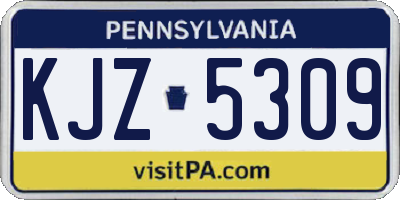 PA license plate KJZ5309