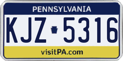 PA license plate KJZ5316
