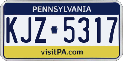 PA license plate KJZ5317