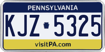 PA license plate KJZ5325