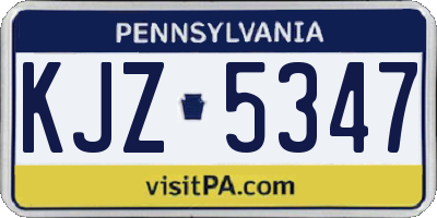 PA license plate KJZ5347