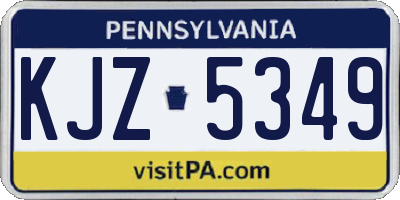 PA license plate KJZ5349