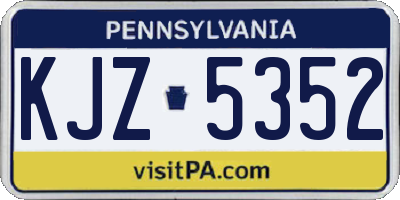 PA license plate KJZ5352