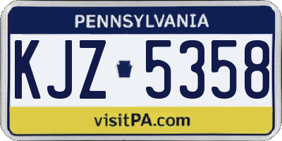 PA license plate KJZ5358